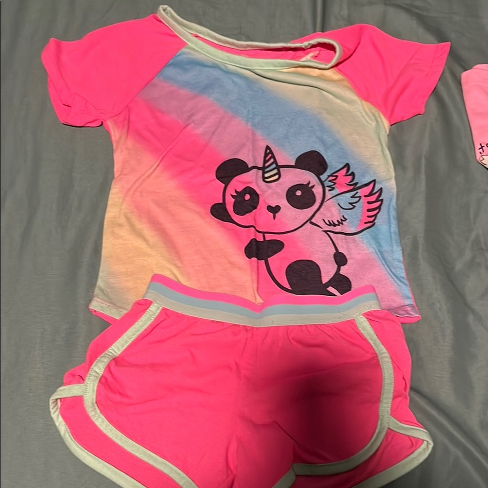 Wonder Nation Pink Pajama Set with Cartoon Panda Design
